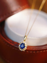 Load image into Gallery viewer, LUOWEND 18K Yellow Gold Real Natural Sapphire and Diamond Gemstone Necklace for Women