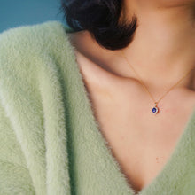 Load image into Gallery viewer, LUOWEND 18K Yellow Gold Real Natural Sapphire and Diamond Gemstone Necklace for Women