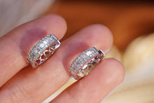 Load image into Gallery viewer, LUOWEND 18K White Gold Real Natural Diamond Hoop Earrings for Women