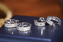 Load image into Gallery viewer, LUOWEND 18K White Gold Real Natural Diamond Hoop Earrings for Women