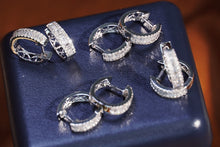 Load image into Gallery viewer, LUOWEND 18K White Gold Real Natural Diamond Hoop Earrings for Women