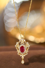 Load image into Gallery viewer, LUOWEND 18K Yellow Gold Real Natural Ruby and Diamond Gemstone Necklace for Women