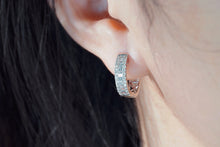 Load image into Gallery viewer, LUOWEND 18K White Gold Real Natural Diamond Hoop Earrings for Women