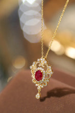 Load image into Gallery viewer, LUOWEND 18K Yellow Gold Real Natural Ruby and Diamond Gemstone Necklace for Women