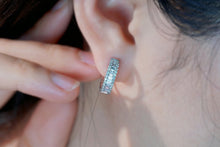 Load image into Gallery viewer, LUOWEND 18K White Gold Real Natural Diamond Hoop Earrings for Women