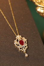 Load image into Gallery viewer, LUOWEND 18K Yellow Gold Real Natural Ruby and Diamond Gemstone Necklace for Women