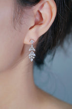 Load image into Gallery viewer, LUOWEND 18K White Gold Real Natural Diamond Drop Earrings for Women