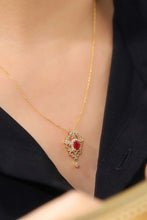 Load image into Gallery viewer, LUOWEND 18K Yellow Gold Real Natural Ruby and Diamond Gemstone Necklace for Women
