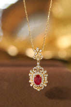 Load image into Gallery viewer, LUOWEND 18K Yellow Gold Real Natural Ruby and Diamond Gemstone Necklace for Women