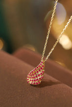 Load image into Gallery viewer, LUOWEND 18K Yellow Gold Real Natural Ruby Pendant Necklace for Women