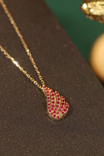 Load image into Gallery viewer, LUOWEND 18K Yellow Gold Real Natural Ruby Pendant Necklace for Women