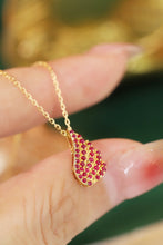 Load image into Gallery viewer, LUOWEND 18K Yellow Gold Real Natural Ruby Pendant Necklace for Women