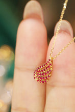 Load image into Gallery viewer, LUOWEND 18K Yellow Gold Real Natural Ruby Pendant Necklace for Women