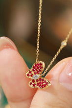 Load image into Gallery viewer, LUOWEND 18K Yellow Gold Real Natural Ruby Pendant Necklace for Women