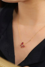 Load image into Gallery viewer, LUOWEND 18K Yellow Gold Real Natural Ruby Pendant Necklace for Women