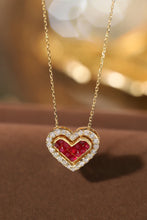 Load image into Gallery viewer, LUOWEND 18K Yellow Gold Real Natural Ruby and Diamond Gemstone Necklace for Women