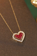 Load image into Gallery viewer, LUOWEND 18K Yellow Gold Real Natural Ruby and Diamond Gemstone Necklace for Women