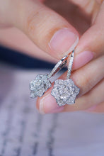 Load image into Gallery viewer, LUOWEND 18K White Gold Real Natural Diamond Hoop Earrings for Women