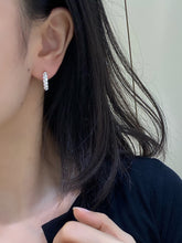 Load image into Gallery viewer, LUOWEND 18K Yellow Gold Fine Jewelry Real Natural Diamond Hoop Earrings for Women