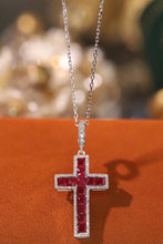 Load image into Gallery viewer, LUOWEND 18K White Gold Real Natural Ruby and Diamond Gemstone Necklace for Women