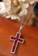 Load image into Gallery viewer, LUOWEND 18K White Gold Real Natural Ruby and Diamond Gemstone Necklace for Women