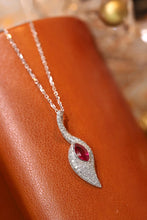 Load image into Gallery viewer, LUOWEND 18K White Gold Real Natural Ruby and Diamond Gemstone Necklace for Women