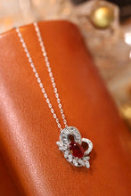 Load image into Gallery viewer, LUOWEND 18K White Gold Real Natural Ruby and Diamond Gemstone Necklace for Women