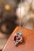 Load image into Gallery viewer, LUOWEND 18K White Gold Real Natural Ruby and Diamond Gemstone Necklace for Women
