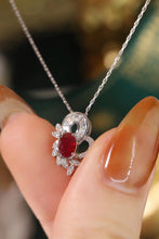 Load image into Gallery viewer, LUOWEND 18K White Gold Real Natural Ruby and Diamond Gemstone Necklace for Women