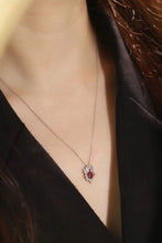 Load image into Gallery viewer, LUOWEND 18K White Gold Real Natural Ruby and Diamond Gemstone Necklace for Women