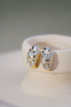 Load image into Gallery viewer, LUOWEND 18K White and Yellow Gold Real Natural Diamond Stud Earrings for Women