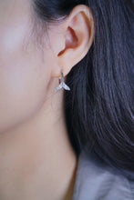 Load image into Gallery viewer, LUOWEND 18K White Gold Real Natural Diamond Hoop Earrings for Women