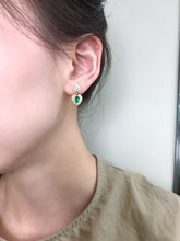 Load image into Gallery viewer, LUOWEND 18K Yellow Gold Natural Emerald Earrings for Women