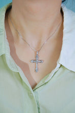 Load image into Gallery viewer, LUOWEND 18K White Gold Real Natural Diamond Pendant Necklace for Women