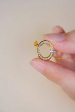 Load image into Gallery viewer, LUOWEND 18K White and Yellow Gold Real Natural Diamond Pendant Necklace for Women