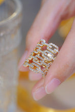 Load image into Gallery viewer, LUOWEND 18K Yellow Gold Real Natural Diamond Ring for Women