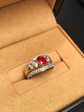 Load image into Gallery viewer, LUOWEND 18K White+Yellow Gold Natural Ruby Ring for Women