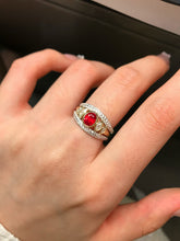 Load image into Gallery viewer, LUOWEND 18K White+Yellow Gold Natural Ruby Ring for Women