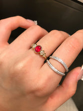 Load image into Gallery viewer, LUOWEND 18K White+Yellow Gold Natural Ruby Ring for Women