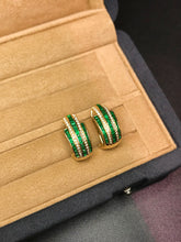 Load image into Gallery viewer, LUOWEND 18K Yellow Gold Ntural Emerald Earrings for Women