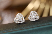 Load image into Gallery viewer, LUOWEND 18K White Gold Real Natural Diamond Stud Earrings for Women