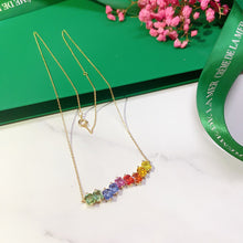 Load image into Gallery viewer, LUOWEND 18K Yellow Gold Natural Color Sapphire Necklace for Women