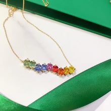 Load image into Gallery viewer, LUOWEND 18K Yellow Gold Natural Color Sapphire Necklace for Women