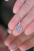 Load image into Gallery viewer, LUOWEND 18K White Gold Real Natural Diamond Pendant Necklace for Women