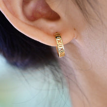 Load image into Gallery viewer, LUOWEND 18K Yellow Gold Real Natural Diamond Hoop Earrings for Women