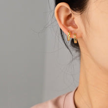 Load image into Gallery viewer, LUOWEND 18K Yellow Gold Real Natural Diamond Hoop Earrings for Women