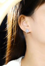 Load image into Gallery viewer, LUOWEND 18K White Gold Real Natural Diamond Stud Earrings for Women