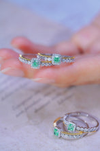 Load image into Gallery viewer, LUOWEND 18K White Gold Real Natural Green Diamond Ring for Women
