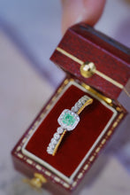 Load image into Gallery viewer, LUOWEND 18K White Gold Real Natural Green Diamond Ring for Women