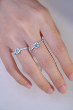 Load image into Gallery viewer, LUOWEND 18K White Gold Real Natural Green Diamond Ring for Women